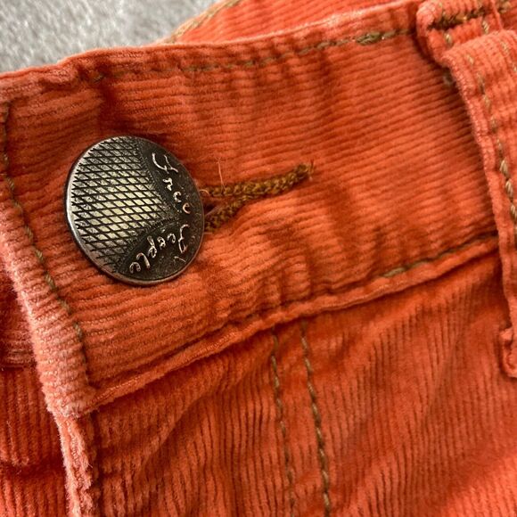 Free People Corduroy Jeans Womens Size 27 Burnt Orange logo button - Picture 2 of 12
